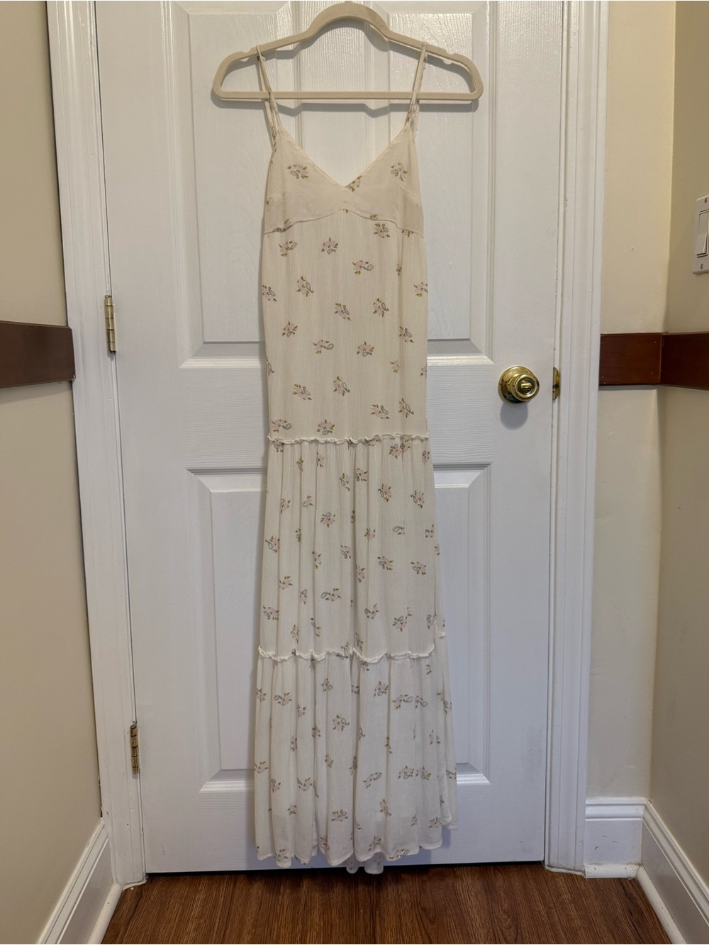 Billabong Off-Whit Floral Print 100% Cotton Lined Maxi Dress - Size XS